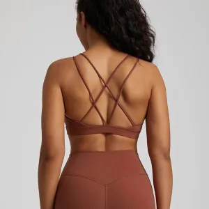 069 Cross Straps Sports Bra Backless Fitness Top