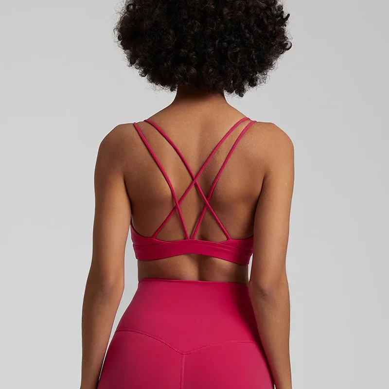 069 Cross Straps Sports Bra Backless Fitness Top