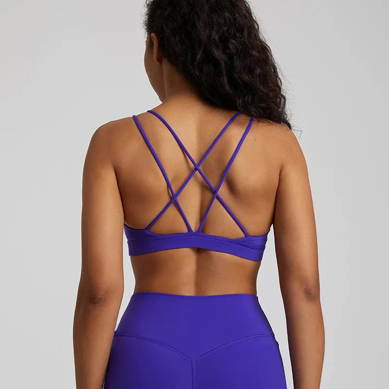 069 Cross Straps Sports Bra Backless Fitness Top