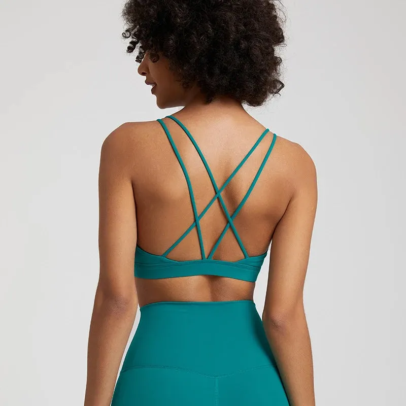 069 Cross Straps Sports Bra Backless Fitness Top