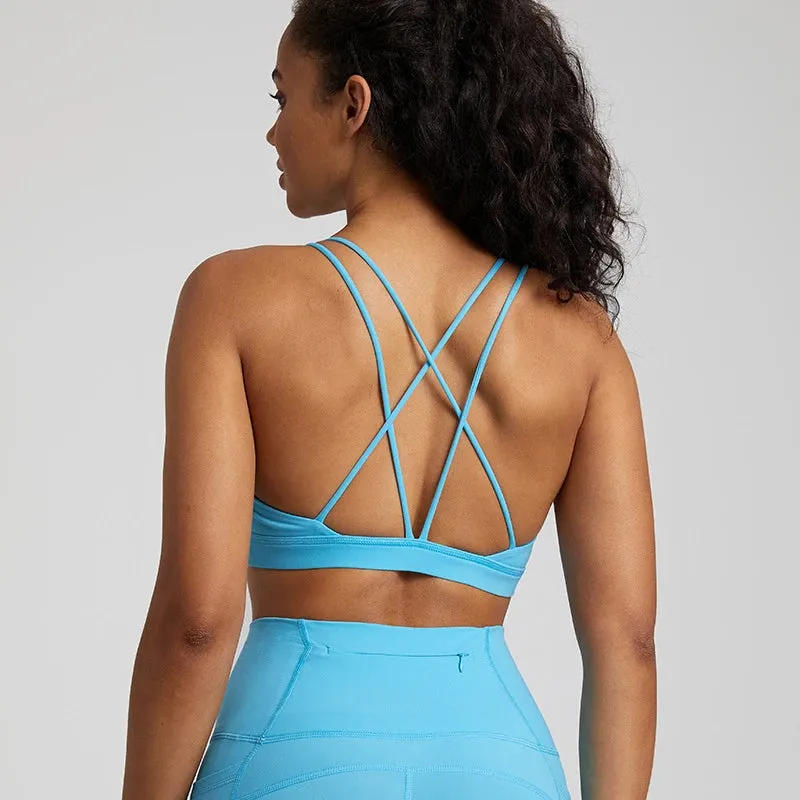 069 Cross Straps Sports Bra Backless Fitness Top