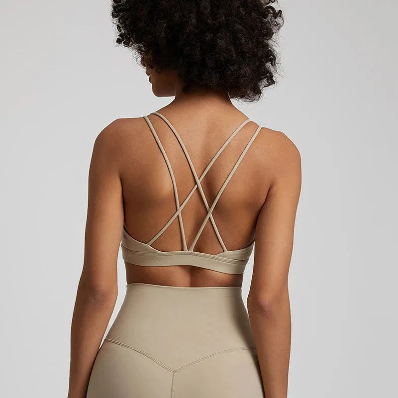 069 Cross Straps Sports Bra Backless Fitness Top