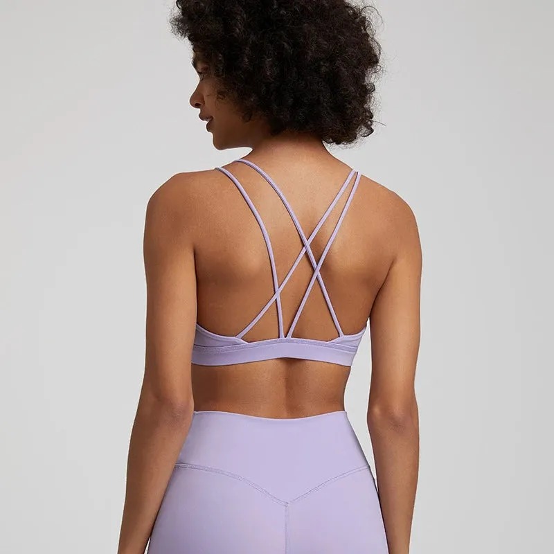 069 Cross Straps Sports Bra Backless Fitness Top
