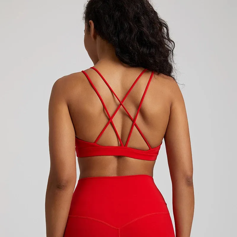 069 Cross Straps Sports Bra Backless Fitness Top