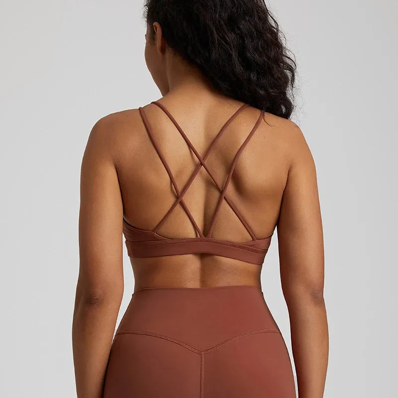 069 Cross Straps Sports Bra Backless Fitness Top