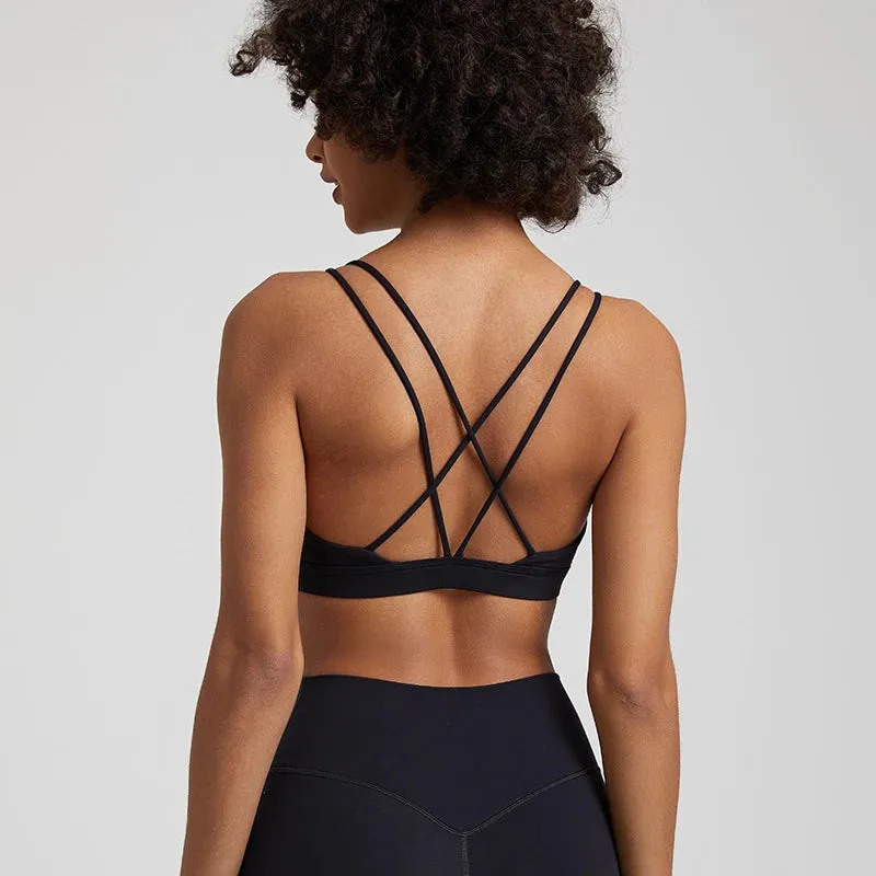069 Cross Straps Sports Bra Backless Fitness Top