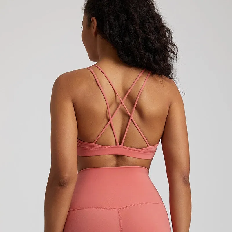069 Cross Straps Sports Bra Backless Fitness Top