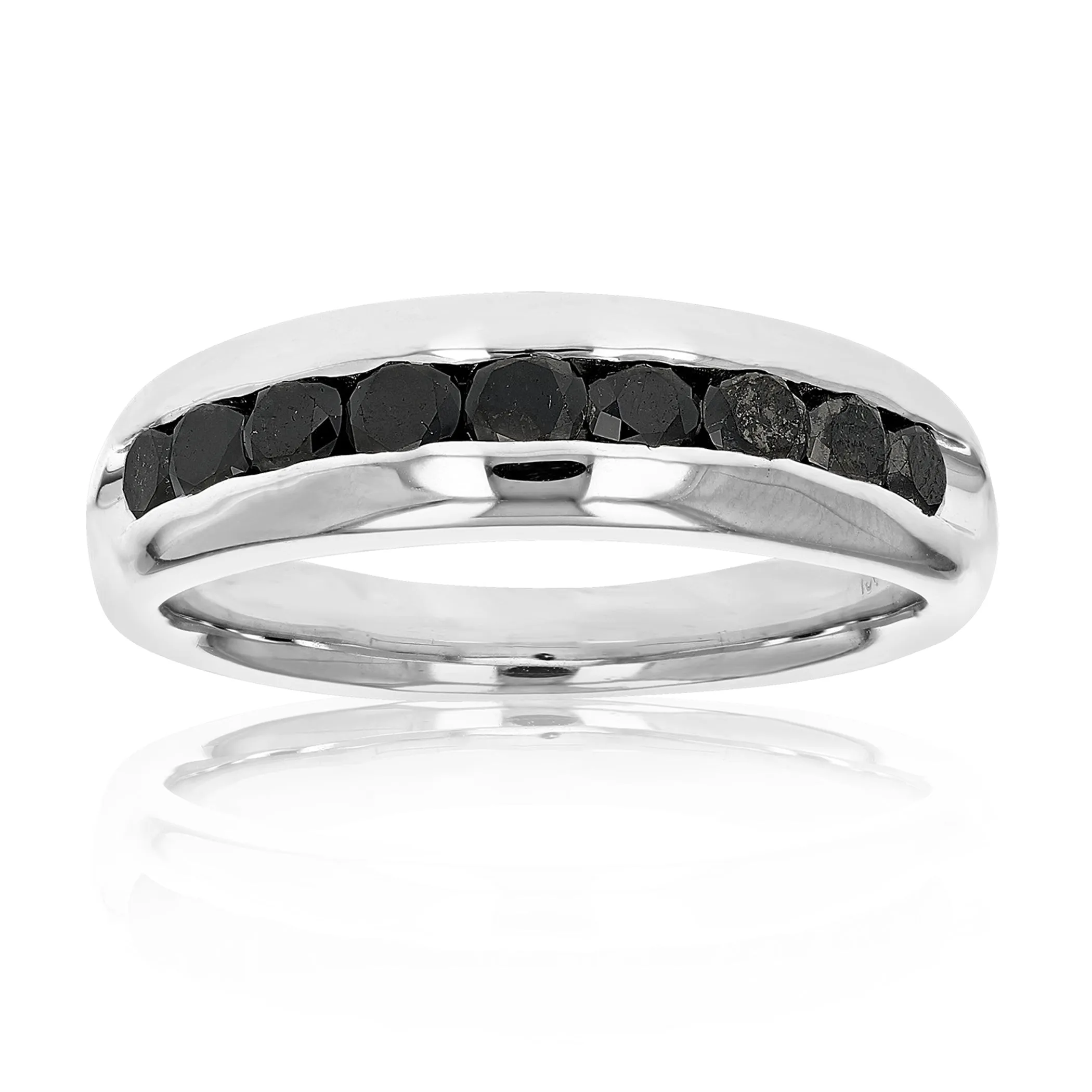 1 cttw Black Diamond Men’s Wedding Band in Silver