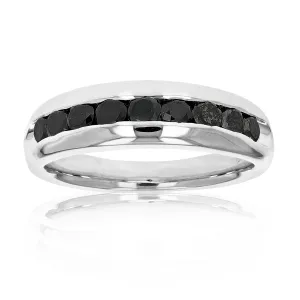1 cttw Black Diamond Men’s Wedding Band in Silver