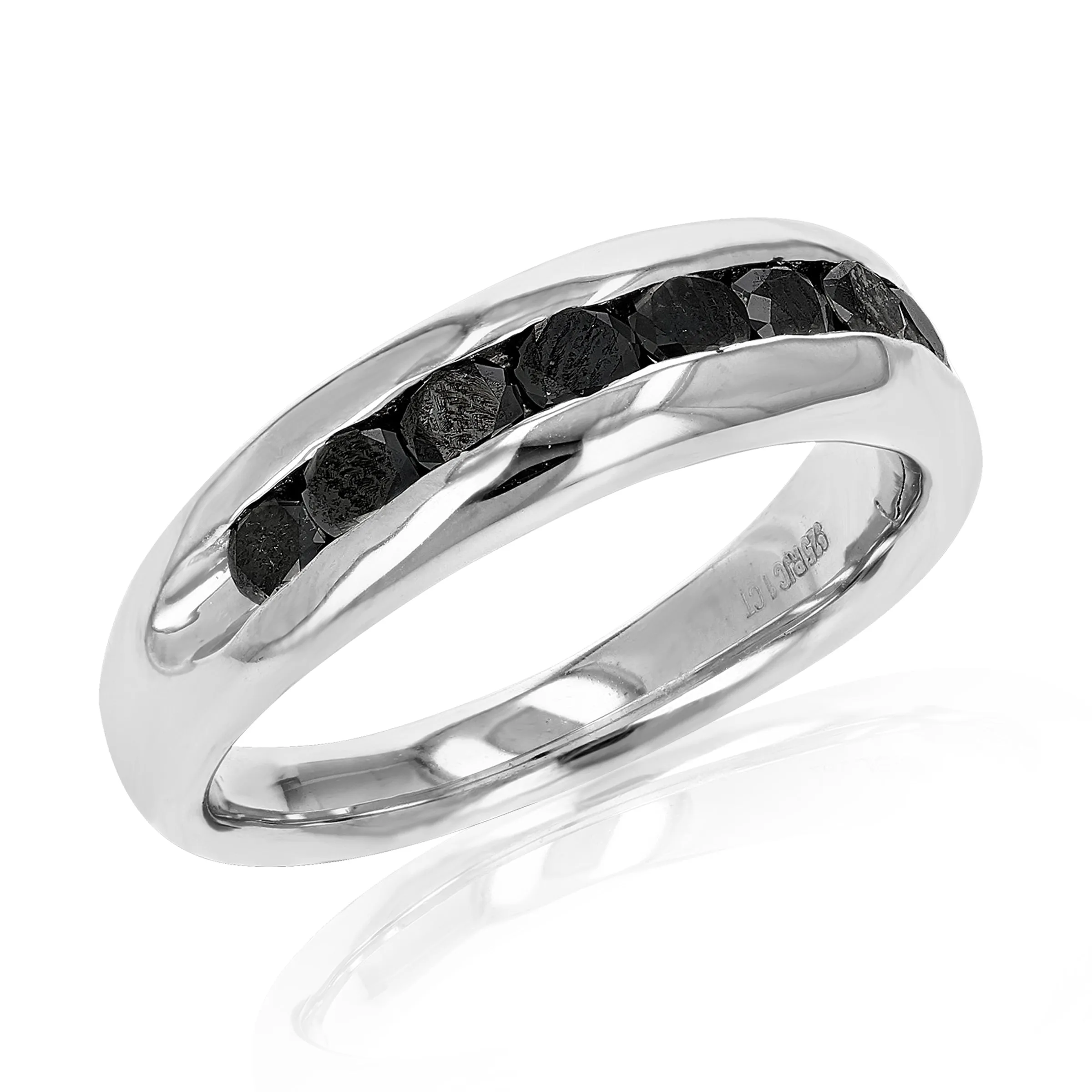 1 cttw Black Diamond Men’s Wedding Band in Silver
