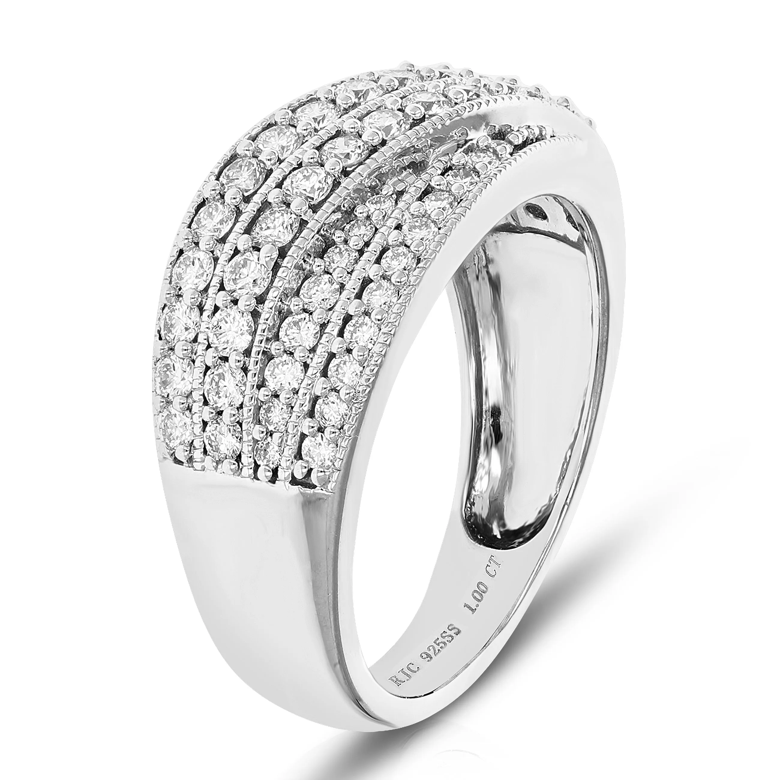 1 cttw Lab Grown Diamond Multi Layer Wedding Band in Silver