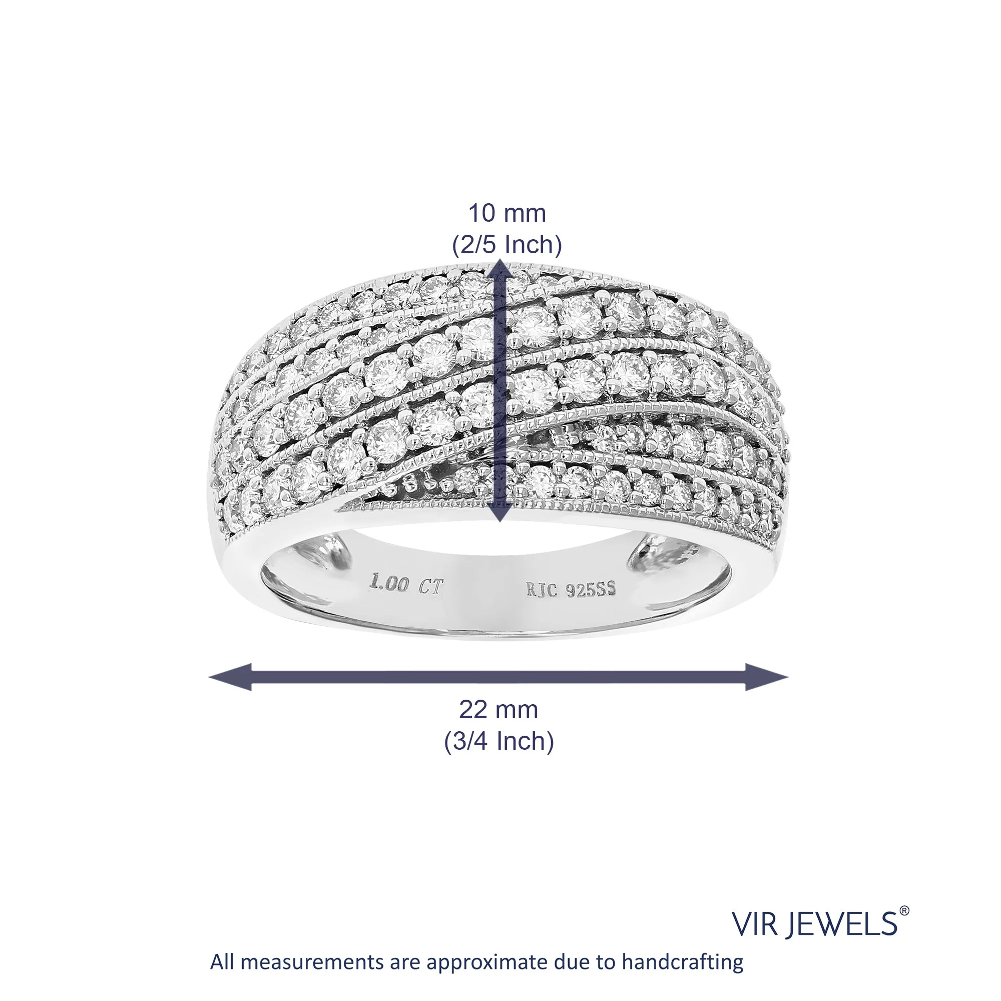 1 cttw Lab Grown Diamond Multi Layer Wedding Band in Silver