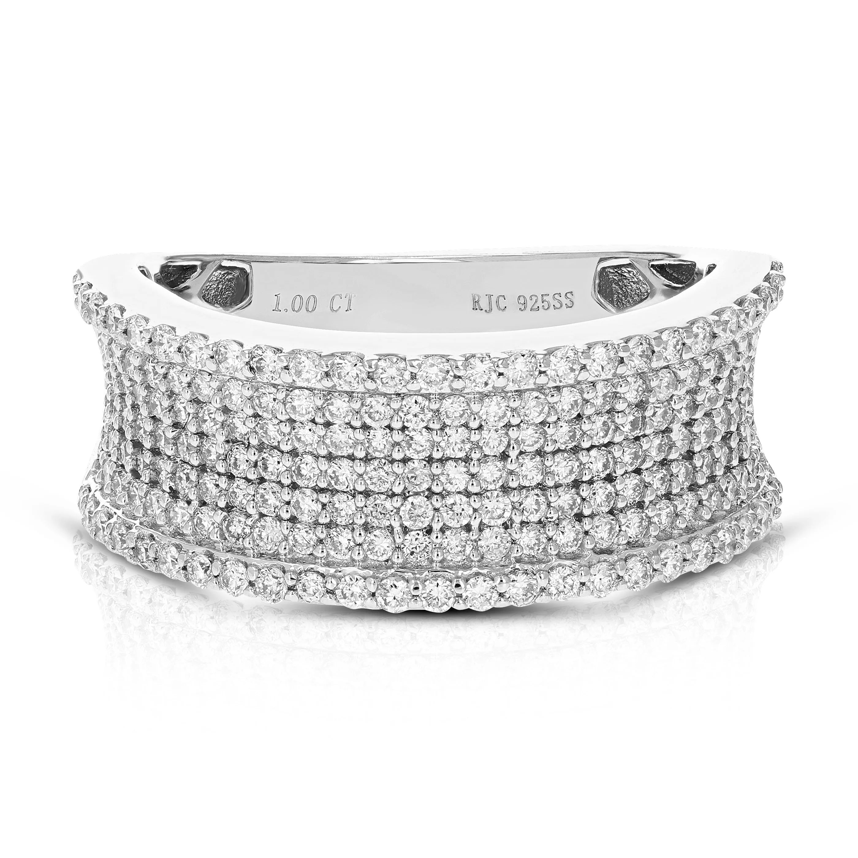 1 cttw Lab Grown Diamond Multi Row Wedding Band Sterling Silver