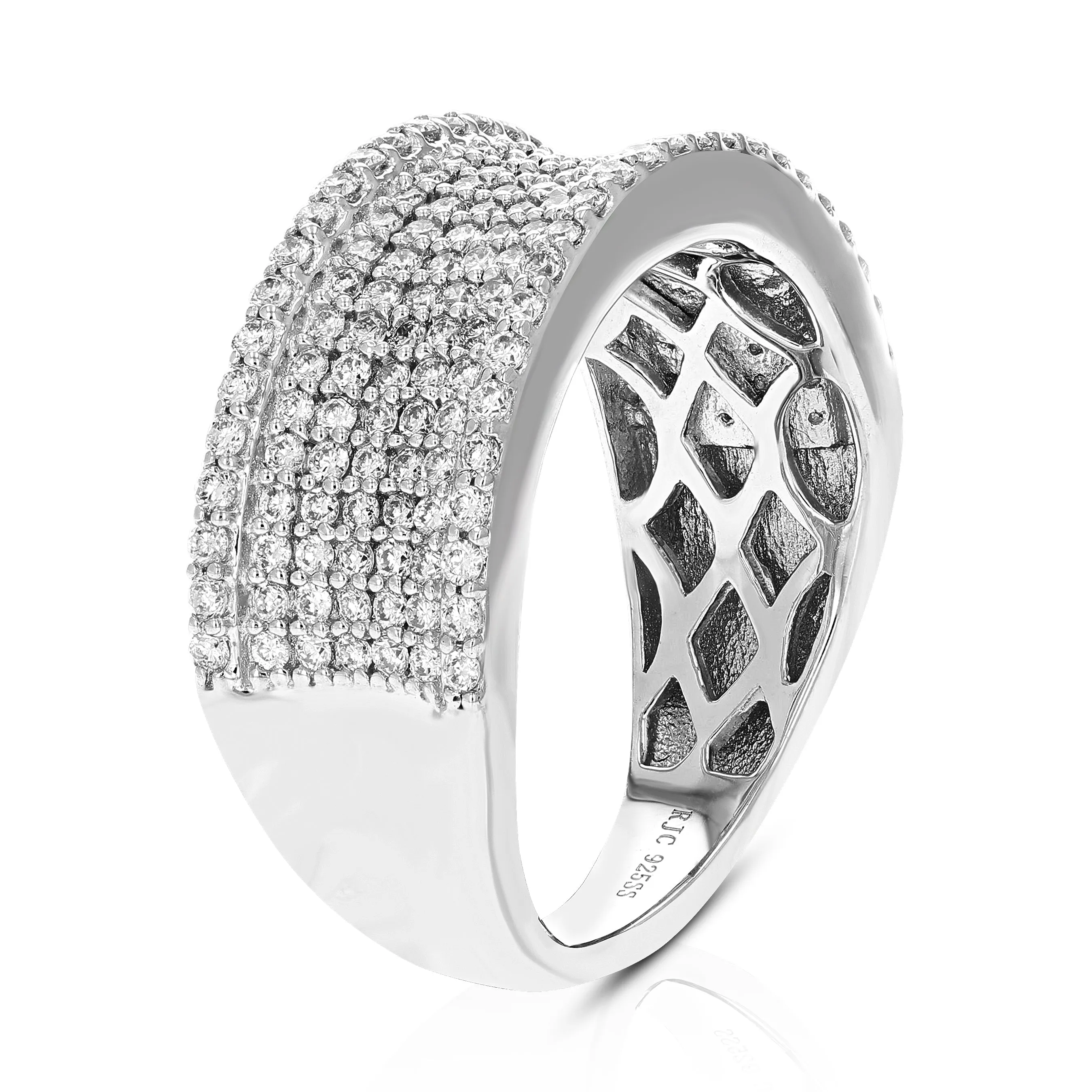 1 cttw Lab Grown Diamond Multi Row Wedding Band Sterling Silver