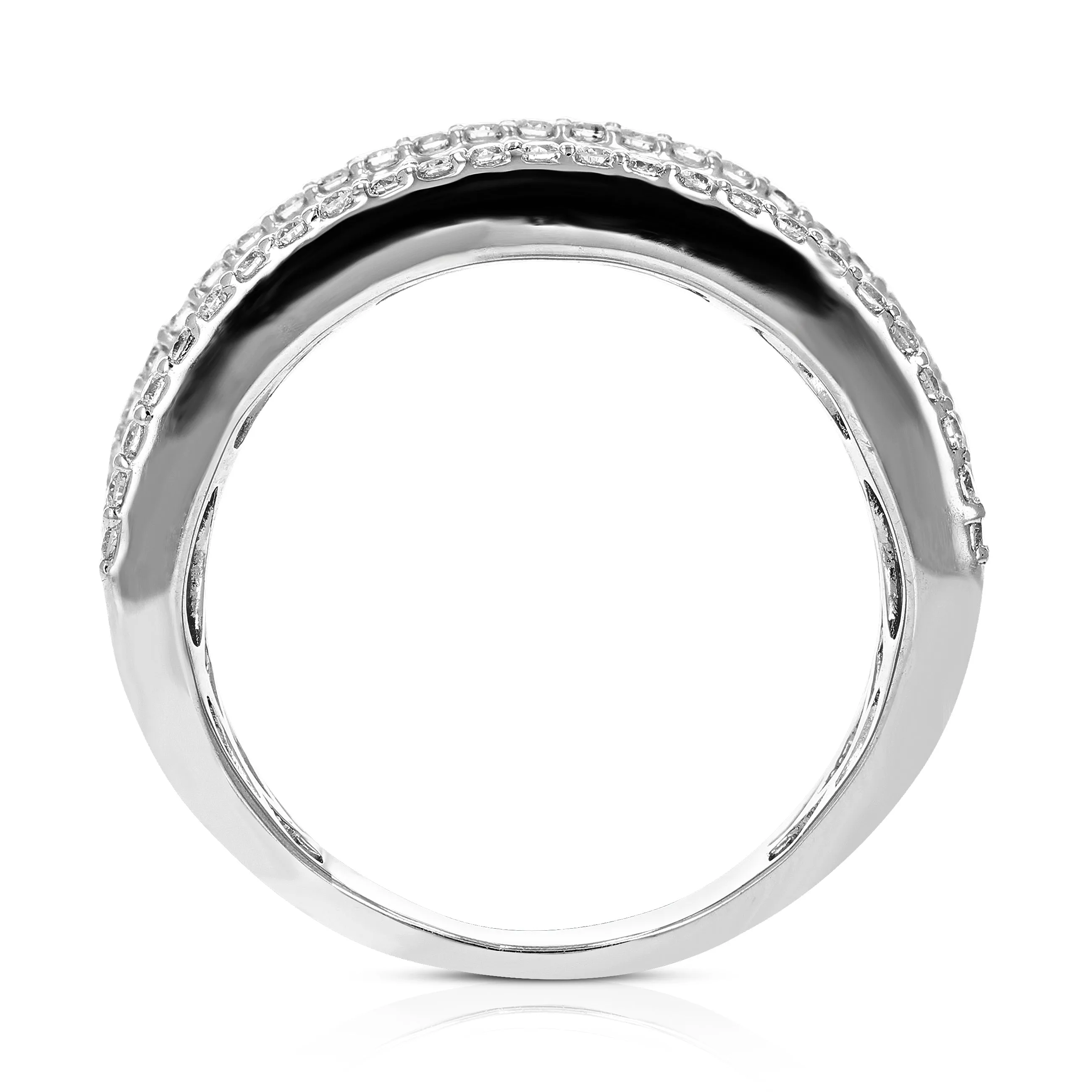 1 cttw Lab Grown Diamond Multi Row Wedding Band Sterling Silver