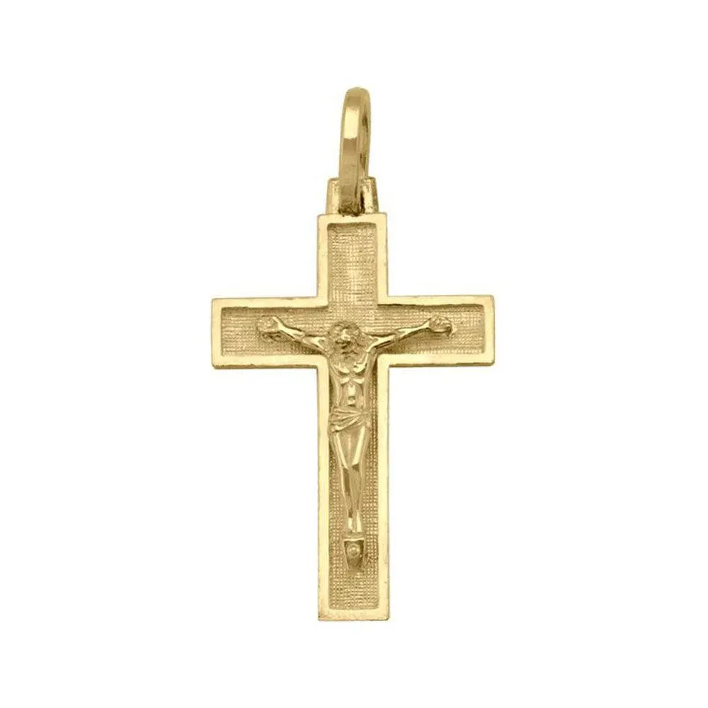 10k, 14k Yellow Gold Religious Italian Cross with Crucifix