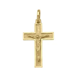 10k, 14k Yellow Gold Religious Italian Cross with Crucifix