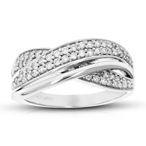 1/2 cttw Lab Grown Diamond Cross Over Wedding Band in Silver