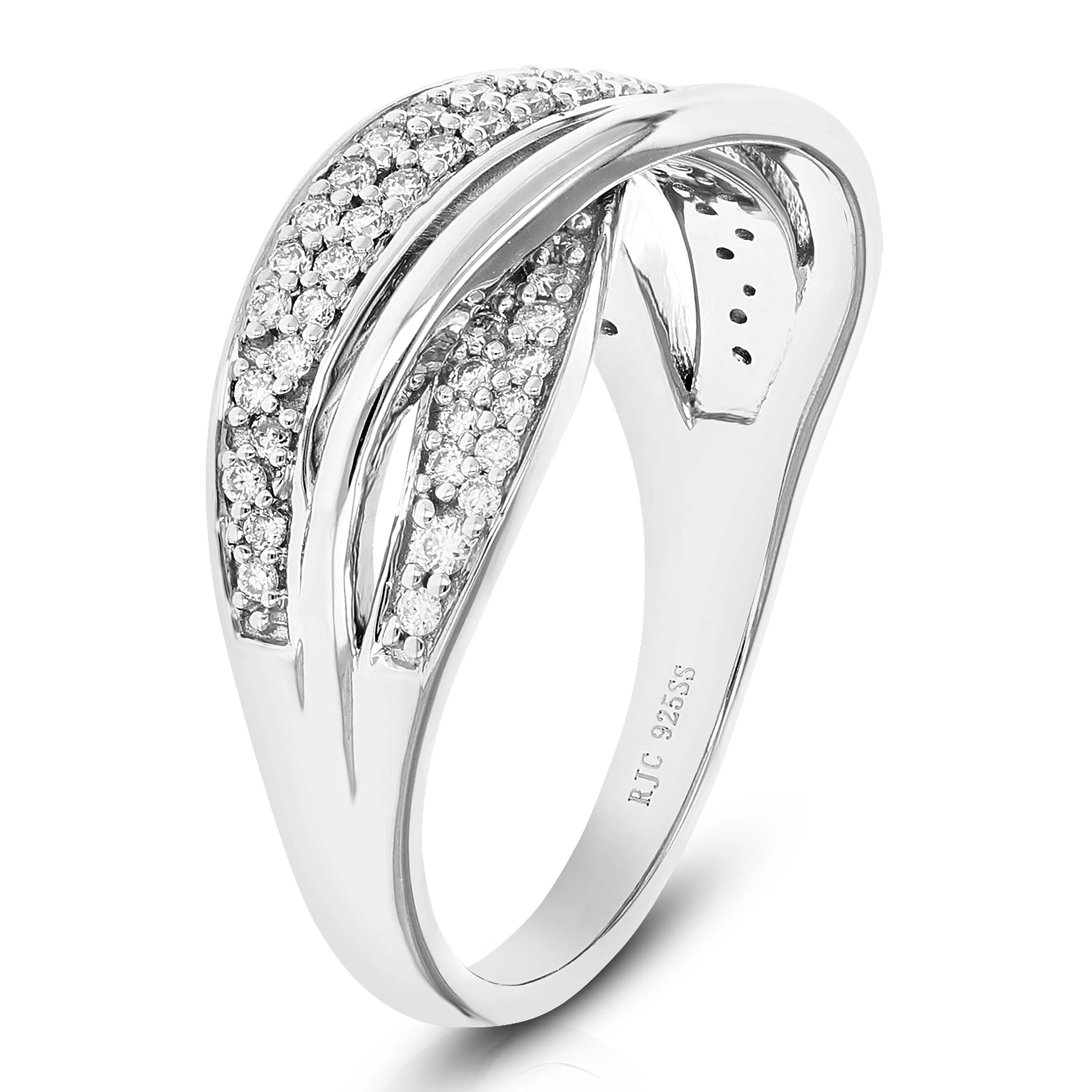 1/2 cttw Lab Grown Diamond Cross Over Wedding Band in Silver