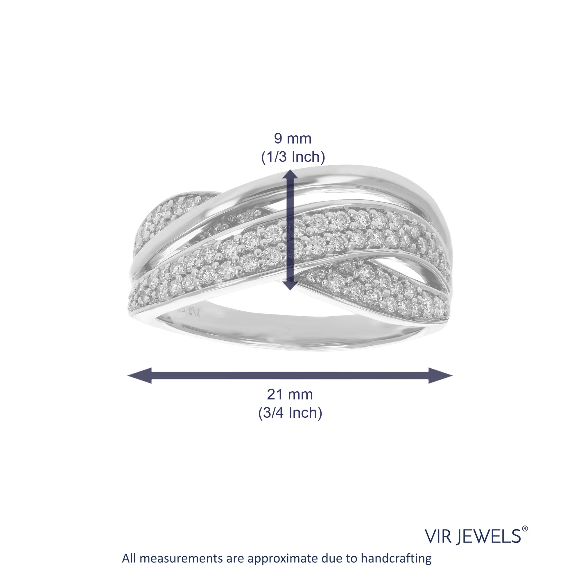 1/2 cttw Lab Grown Diamond Cross Over Wedding Band in Silver