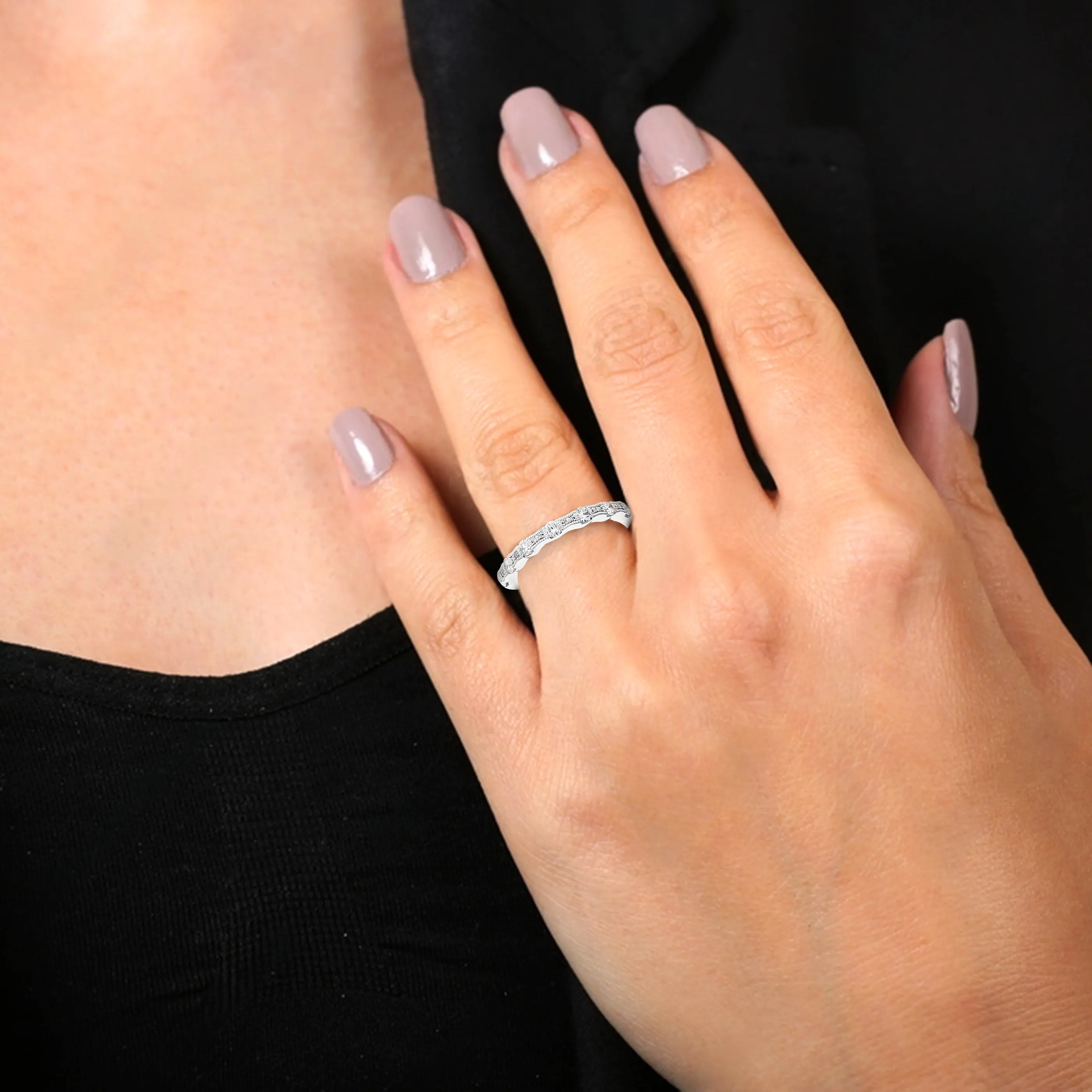 1/2 cttw Seven Lab Grown Diamond Wedding Band in Sterling Silver