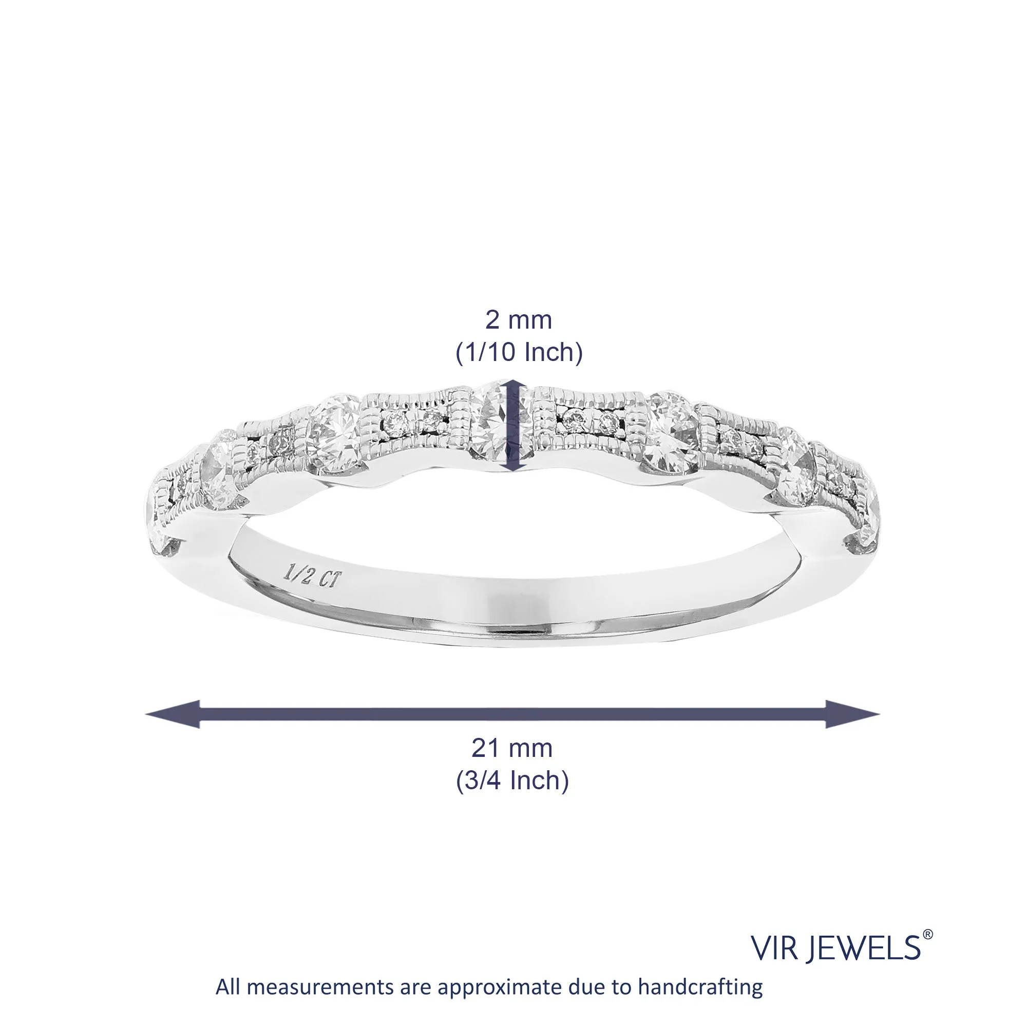 1/2 cttw Seven Lab Grown Diamond Wedding Band in Sterling Silver