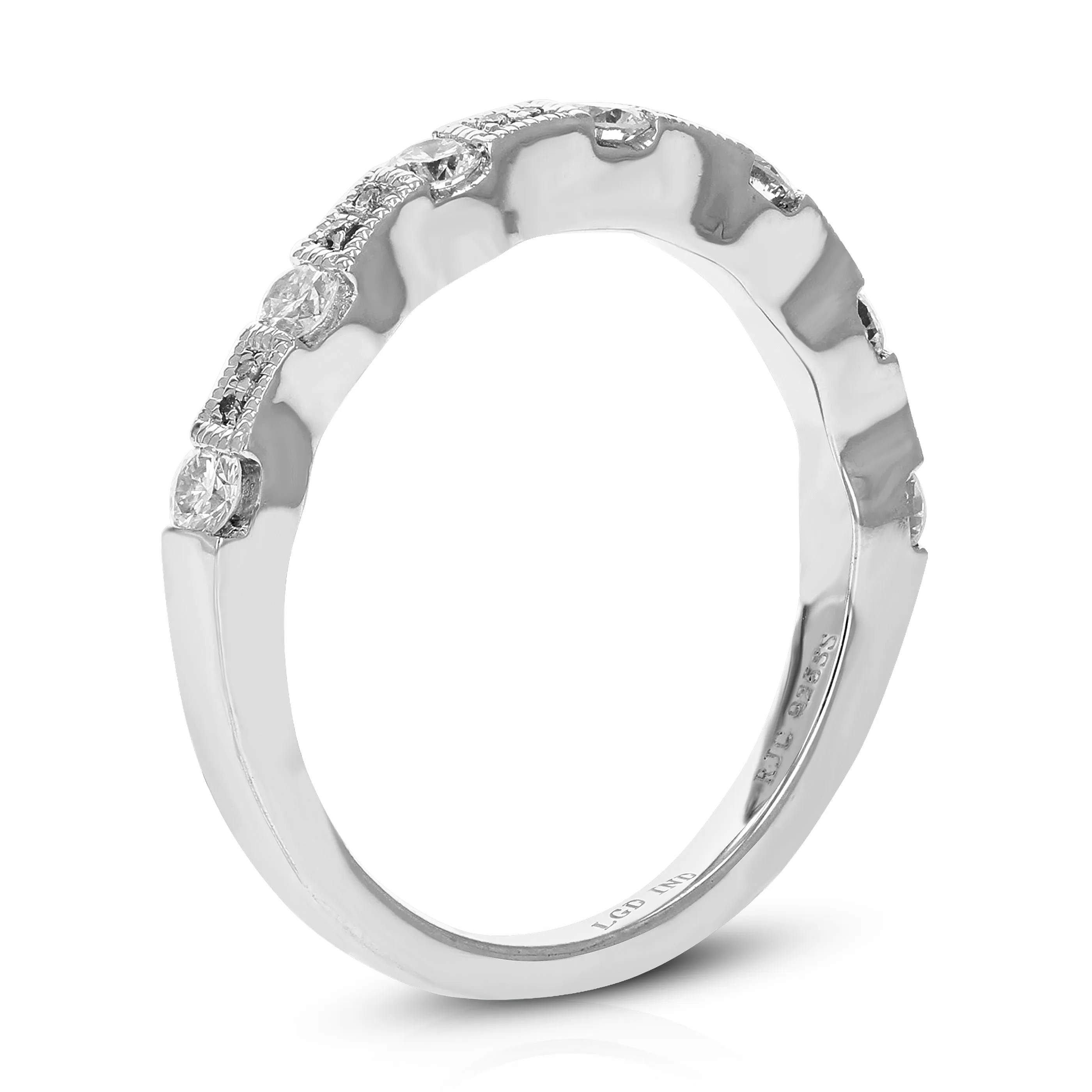 1/2 cttw Seven Lab Grown Diamond Wedding Band in Sterling Silver