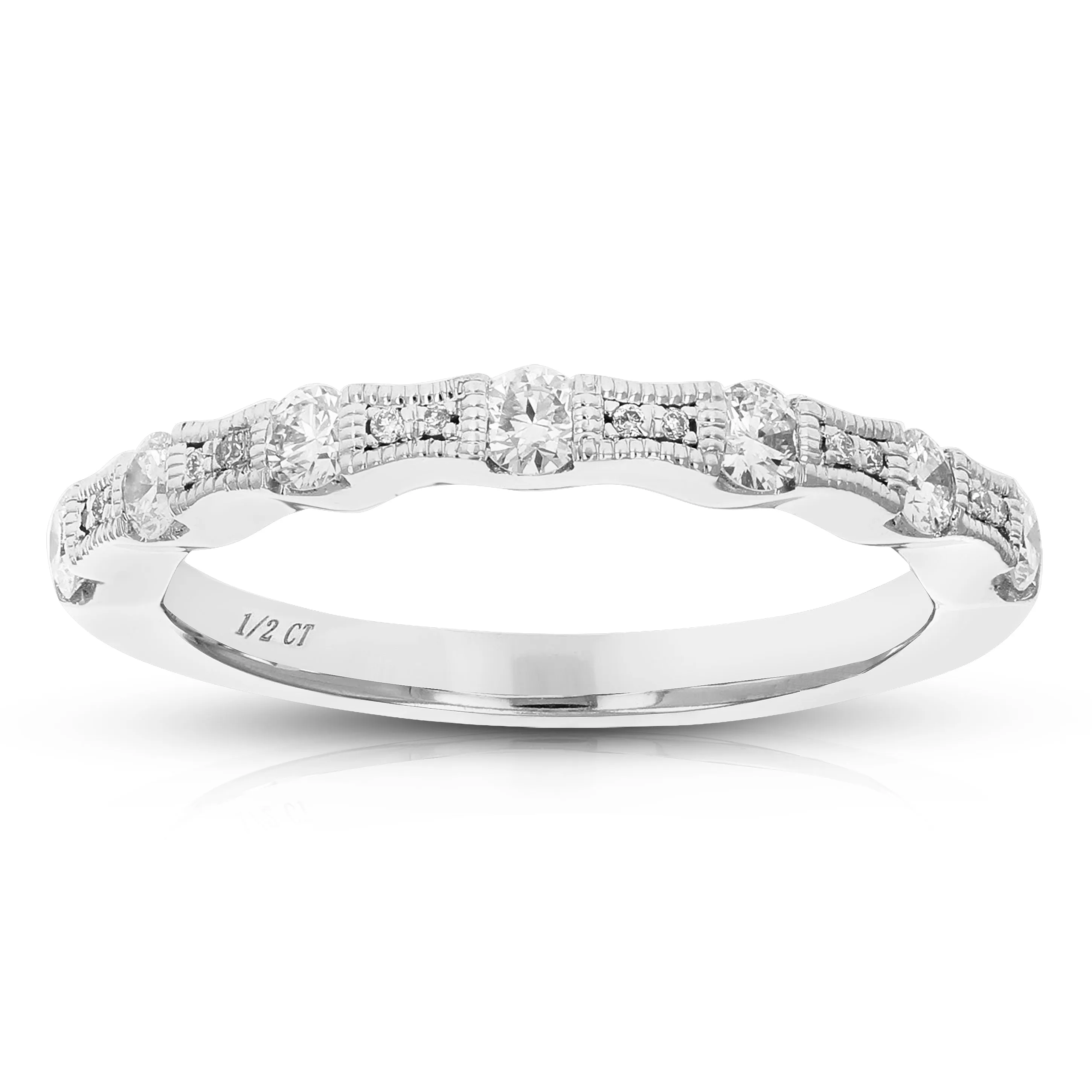 1/2 cttw Seven Lab Grown Diamond Wedding Band in Sterling Silver