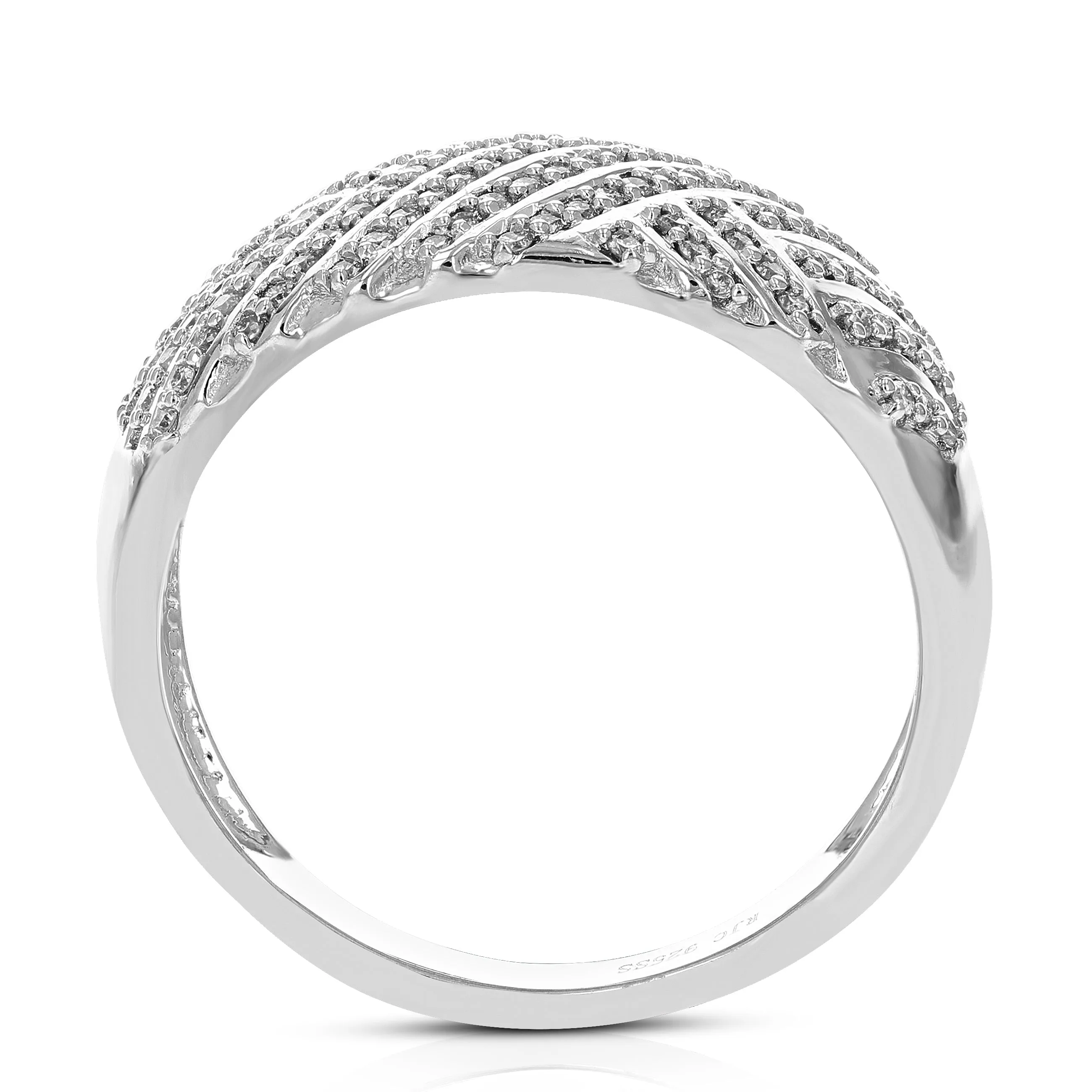 1/3 cttw Lab Grown Diamond Criss Cross Wedding Band in Silver