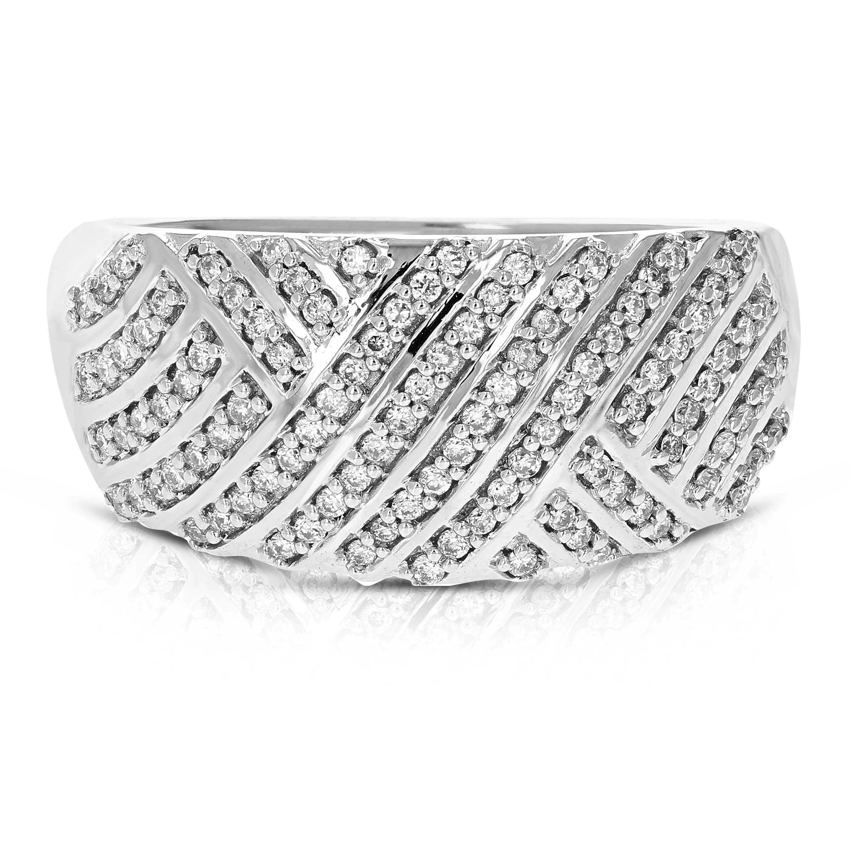 1/3 cttw Lab Grown Diamond Criss Cross Wedding Band in Silver