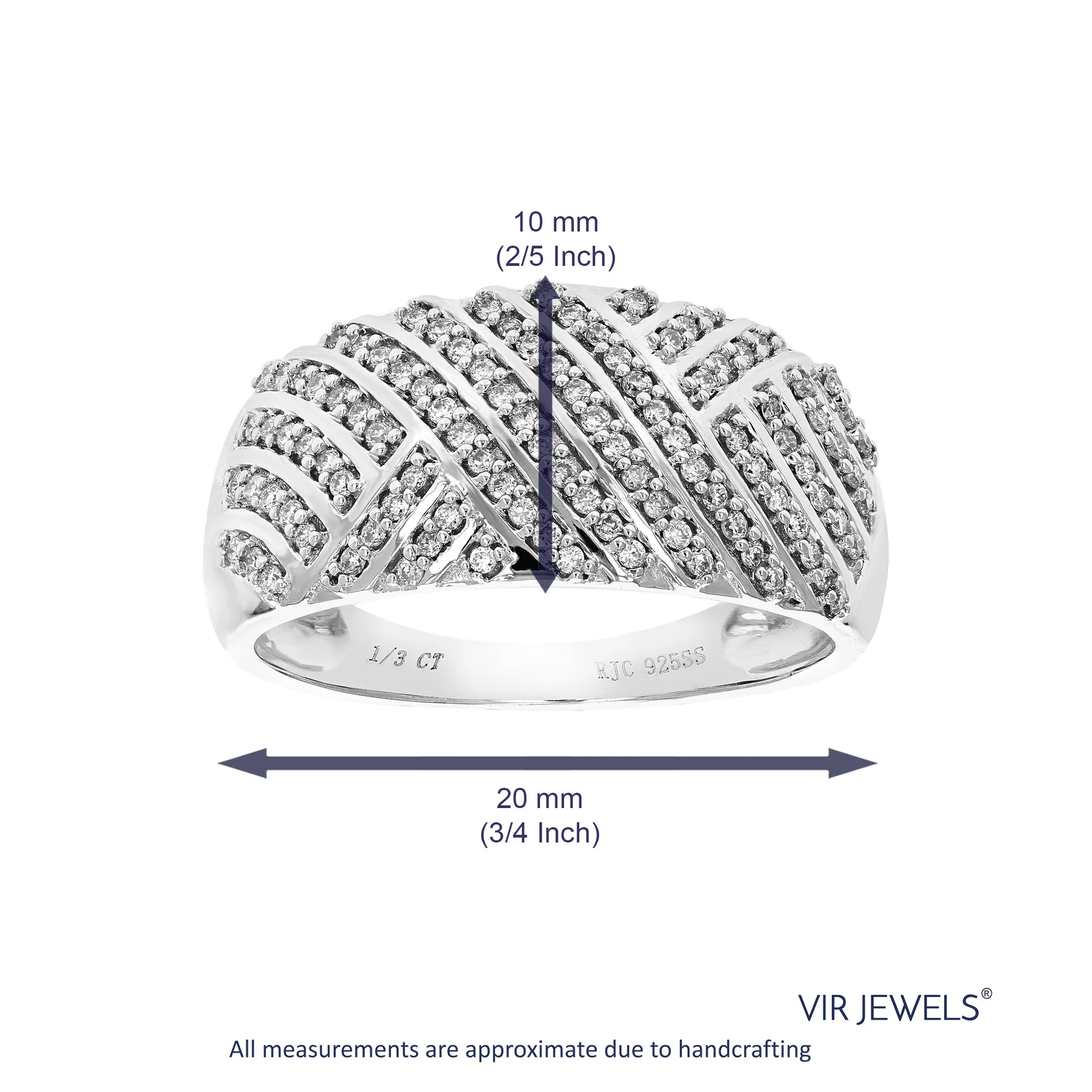 1/3 cttw Lab Grown Diamond Criss Cross Wedding Band in Silver