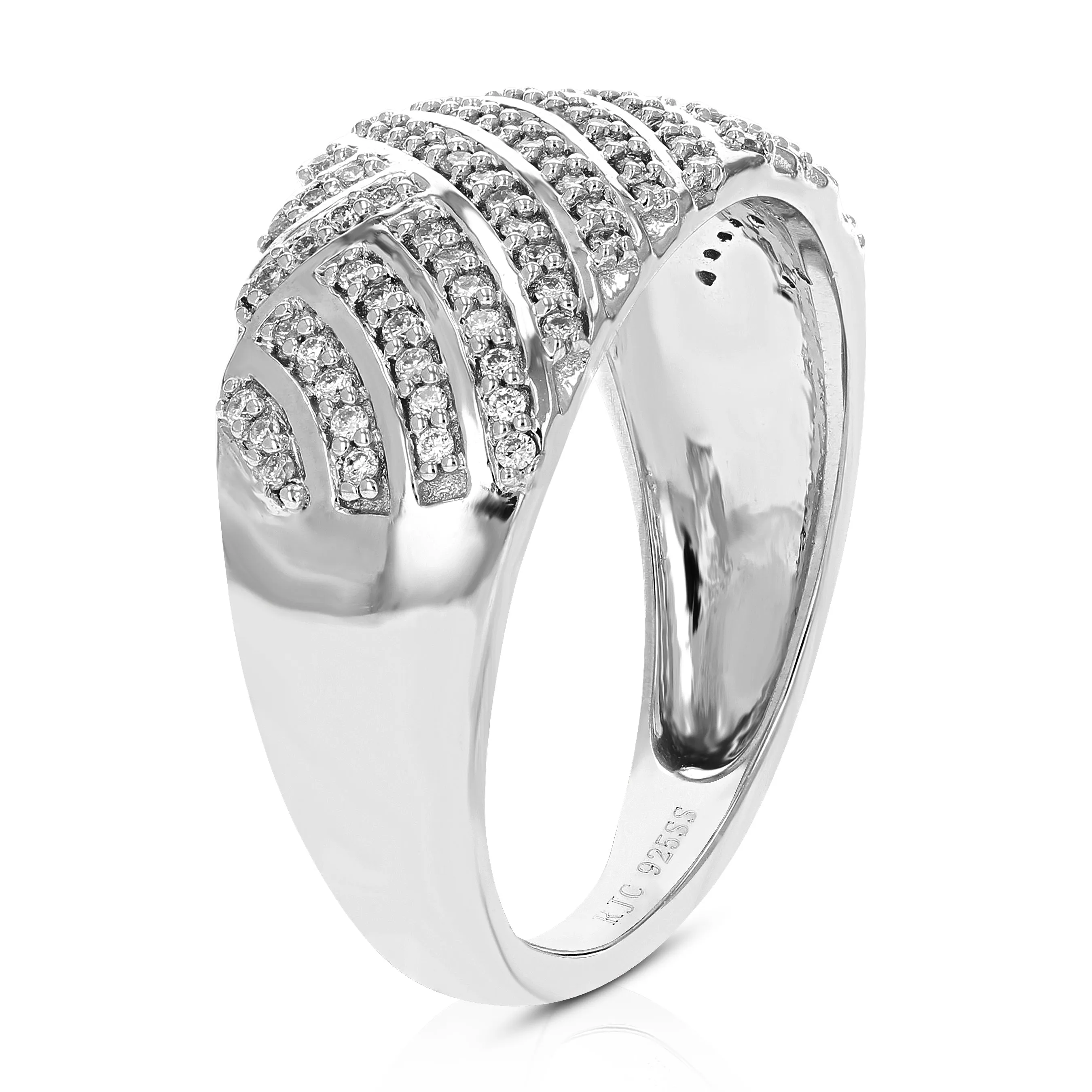 1/3 cttw Lab Grown Diamond Criss Cross Wedding Band in Silver