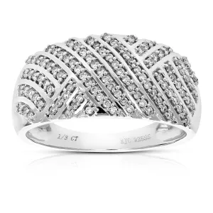 1/3 cttw Lab Grown Diamond Criss Cross Wedding Band in Silver