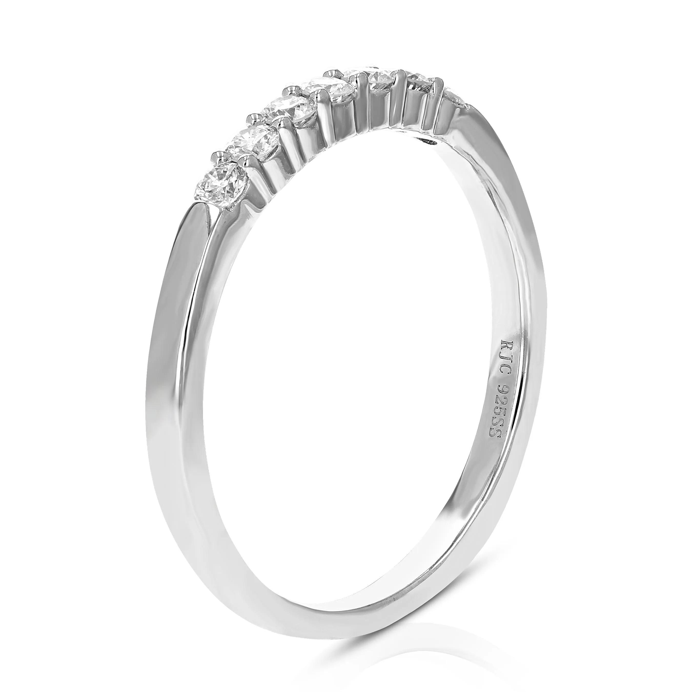 1/4 cttw Lab Grown Seven Diamond Wedding Band in Sterling Silver