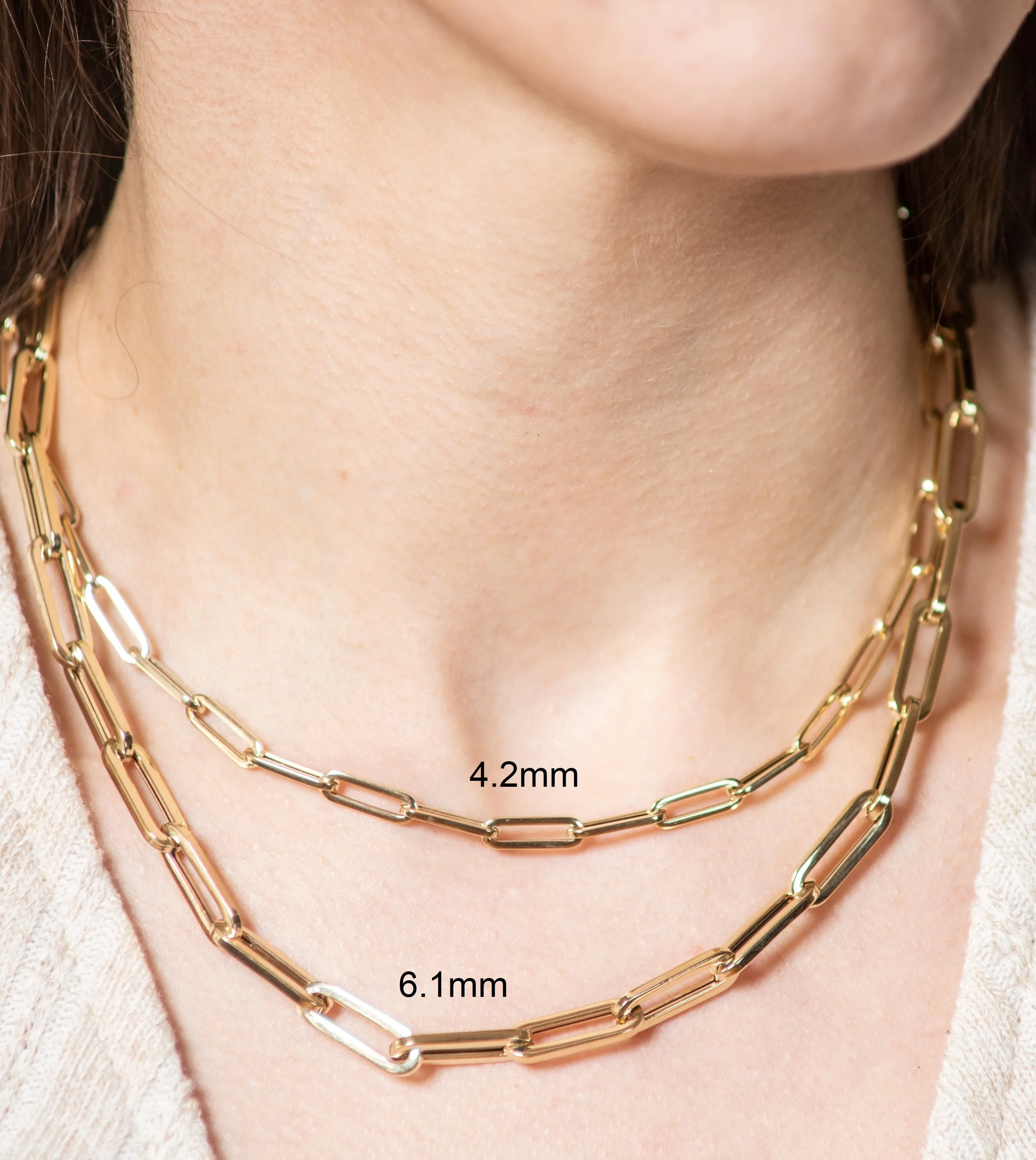 14K Gold Paperclip Chain Necklace
