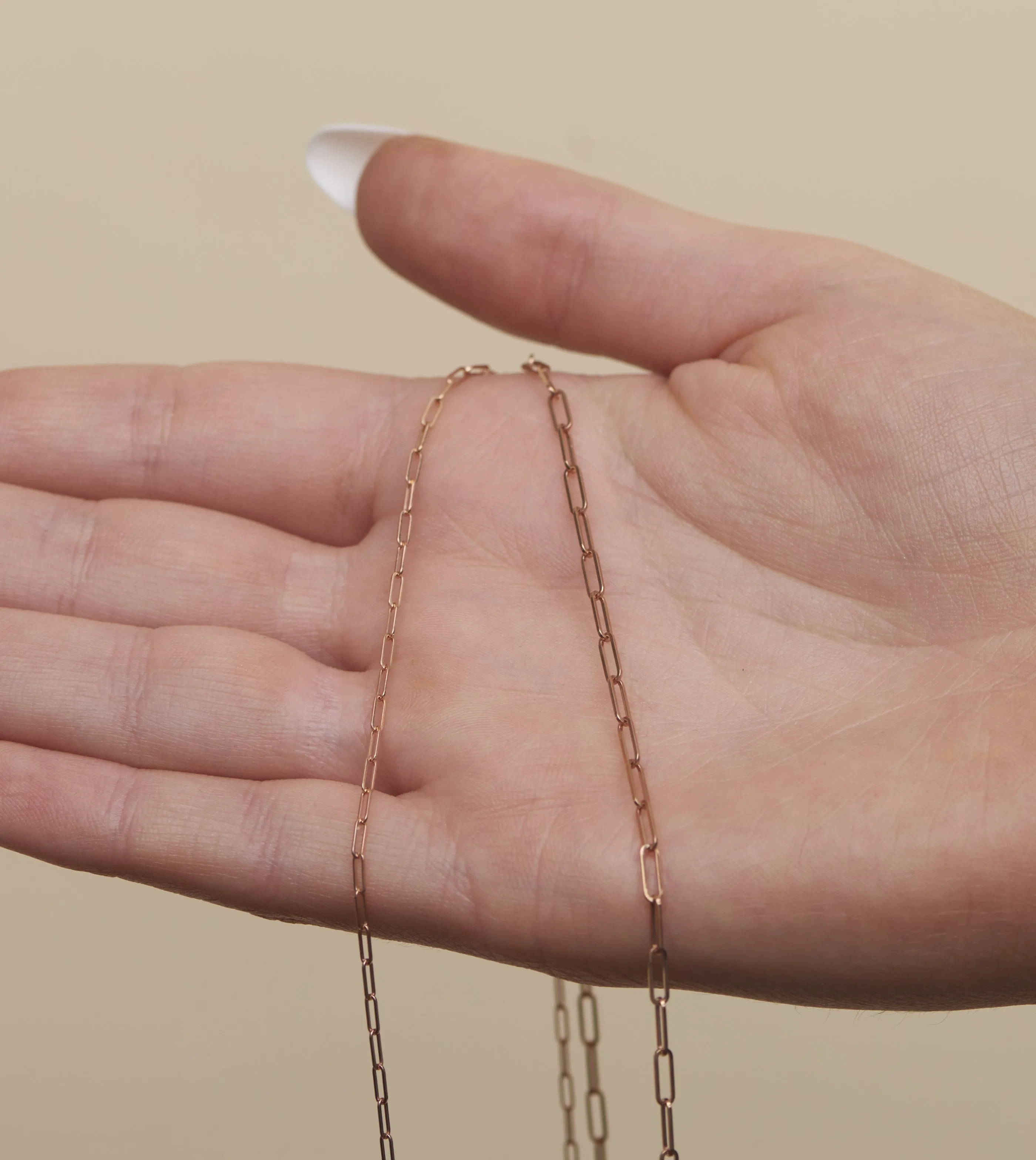 14K Rose Gold Paperclip Chain Necklace