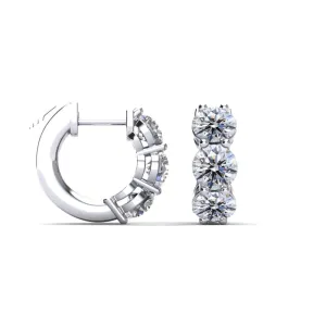 14K White Gold Diamond Huggies 1.00ct tdw