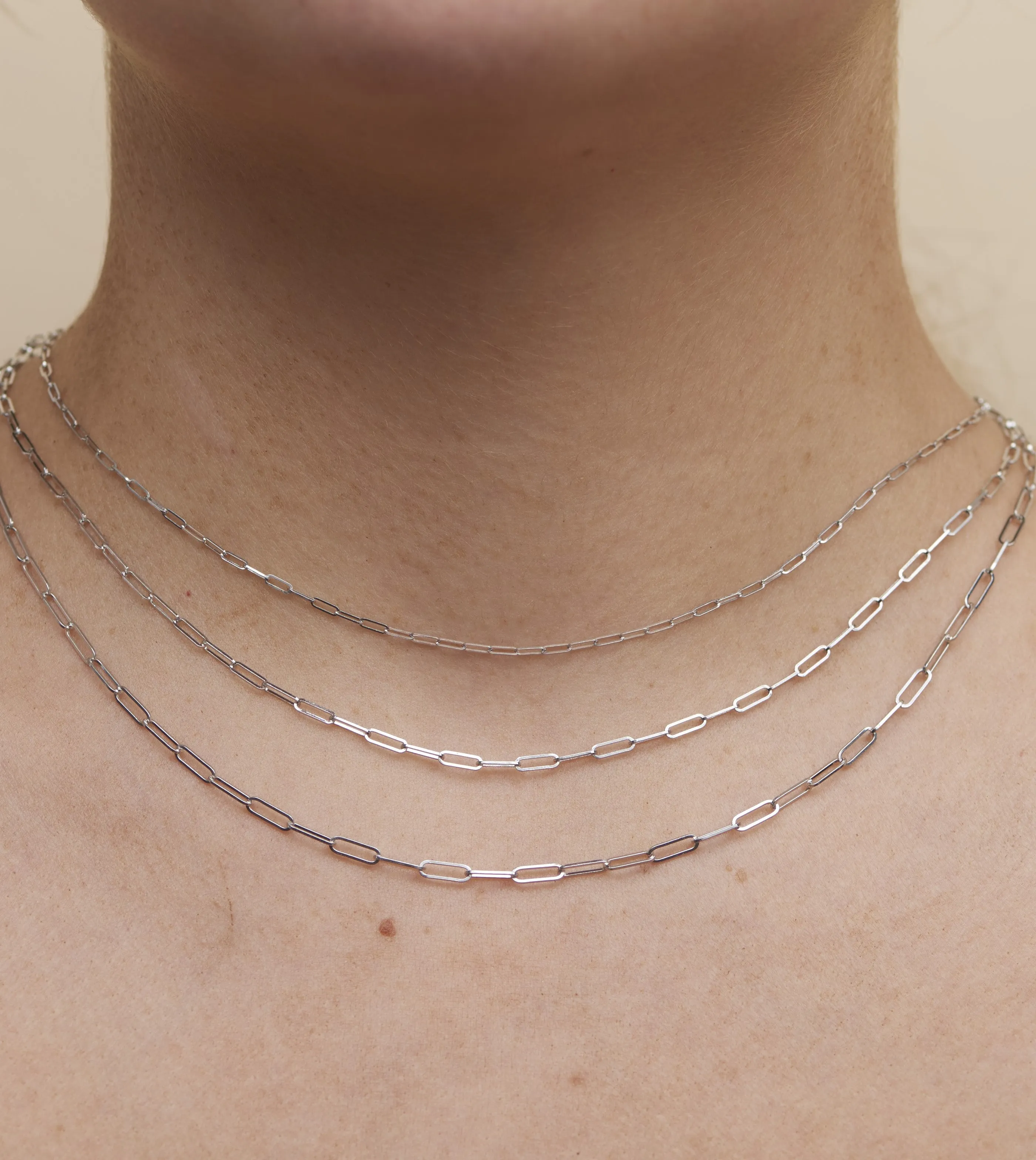 14K White Gold Paperclip Chain Necklace