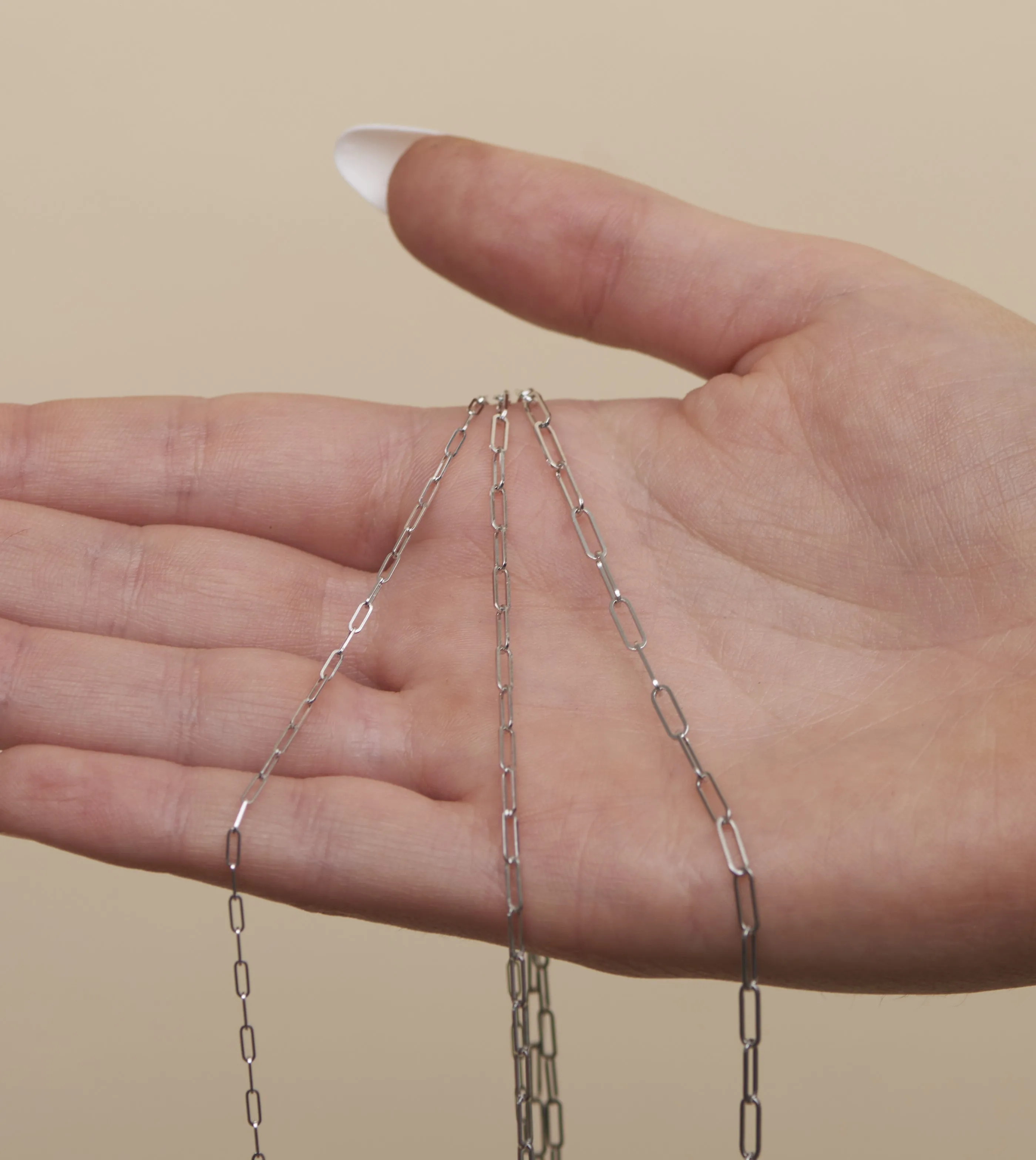 14K White Gold Paperclip Chain Necklace