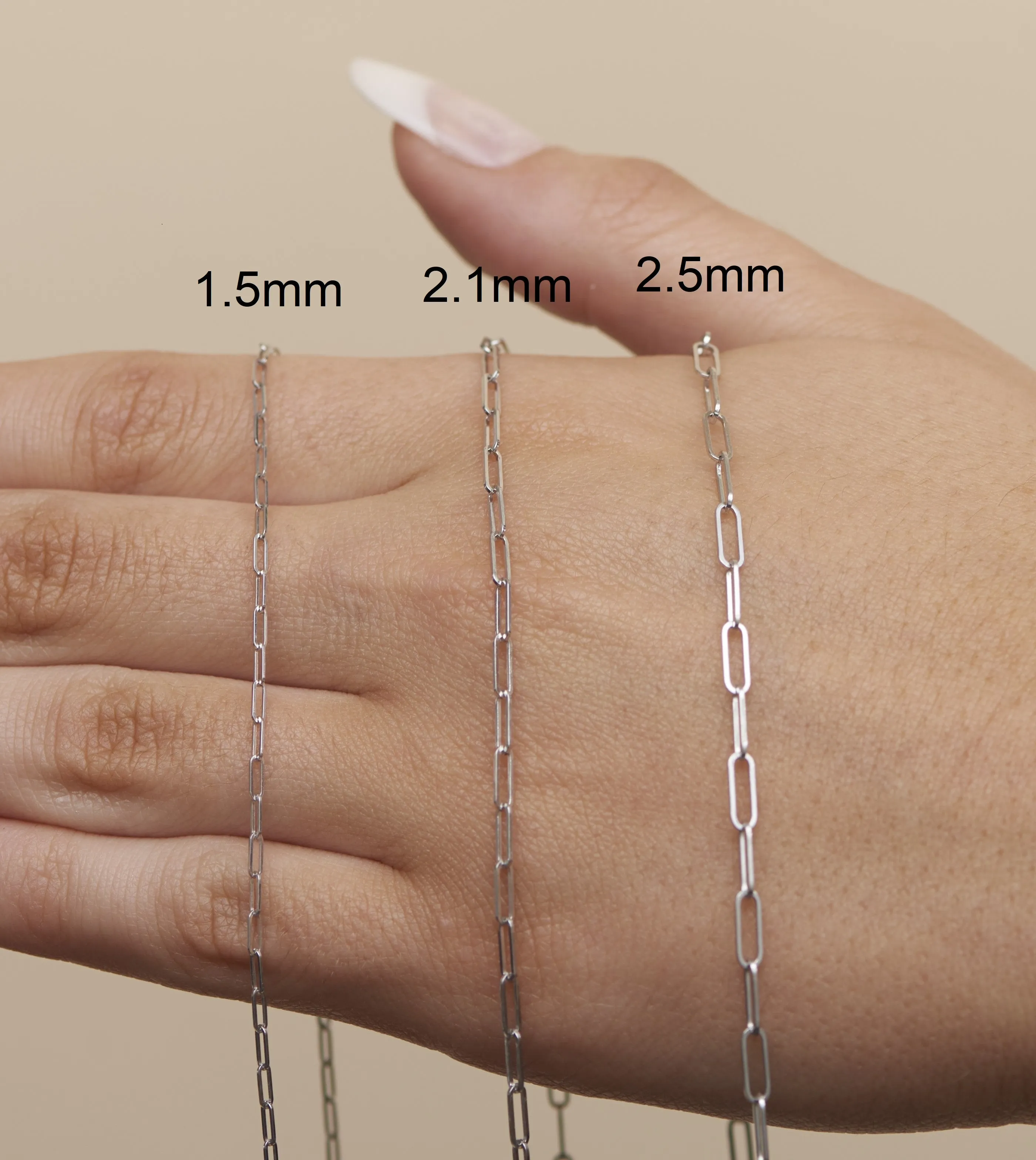 14K White Gold Paperclip Chain Necklace