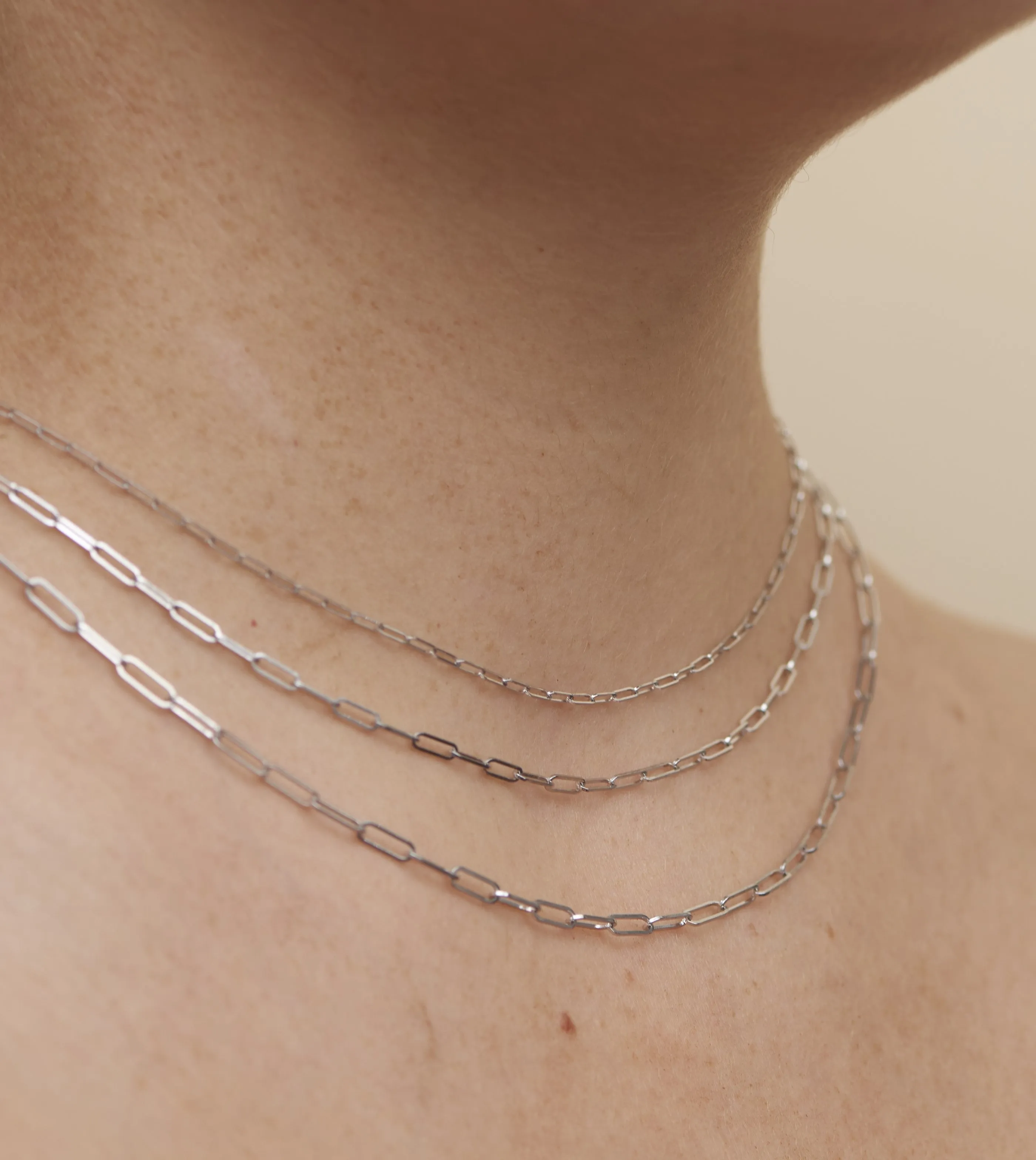 14K White Gold Paperclip Chain Necklace