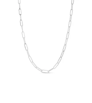 14K White Gold Paperclip Chain Necklace