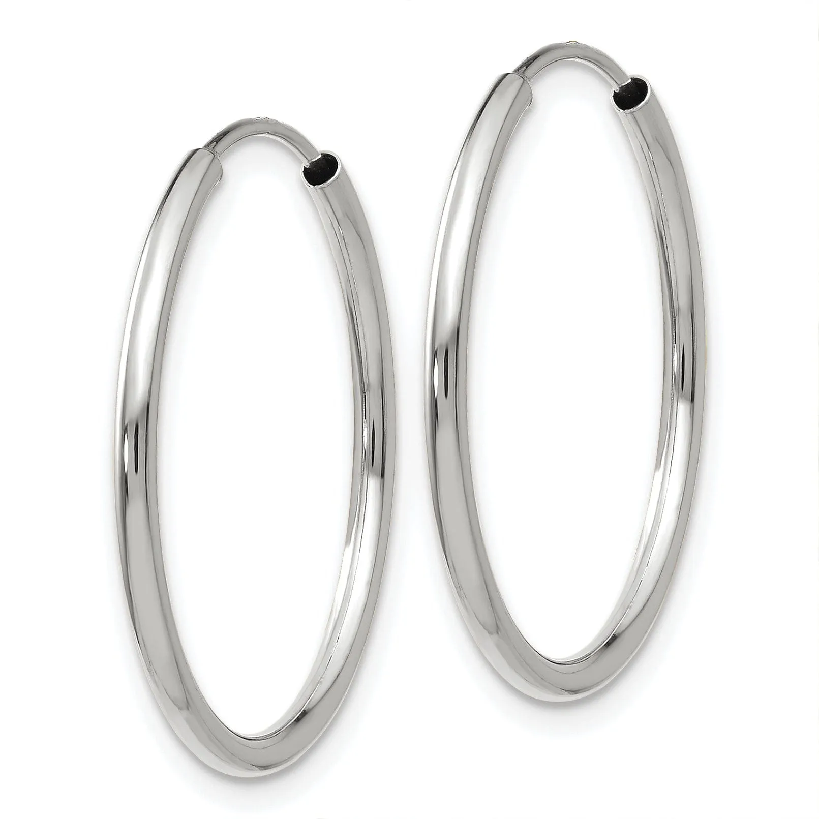 14k White Gold Polished Endless Hoop Earrings 1.5mm x 23 mm
