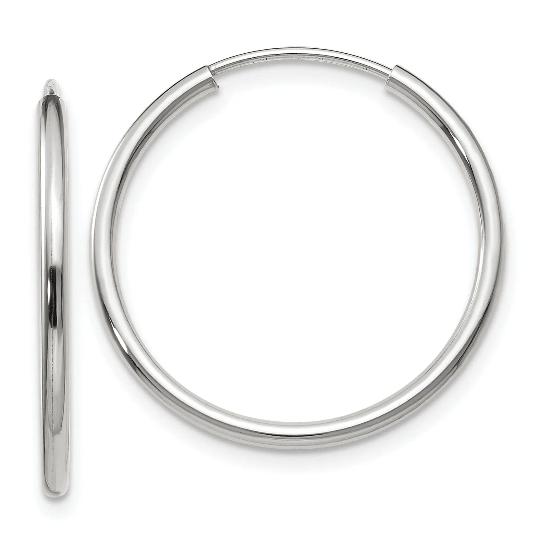 14k White Gold Polished Endless Hoop Earrings 1.5mm x 23 mm