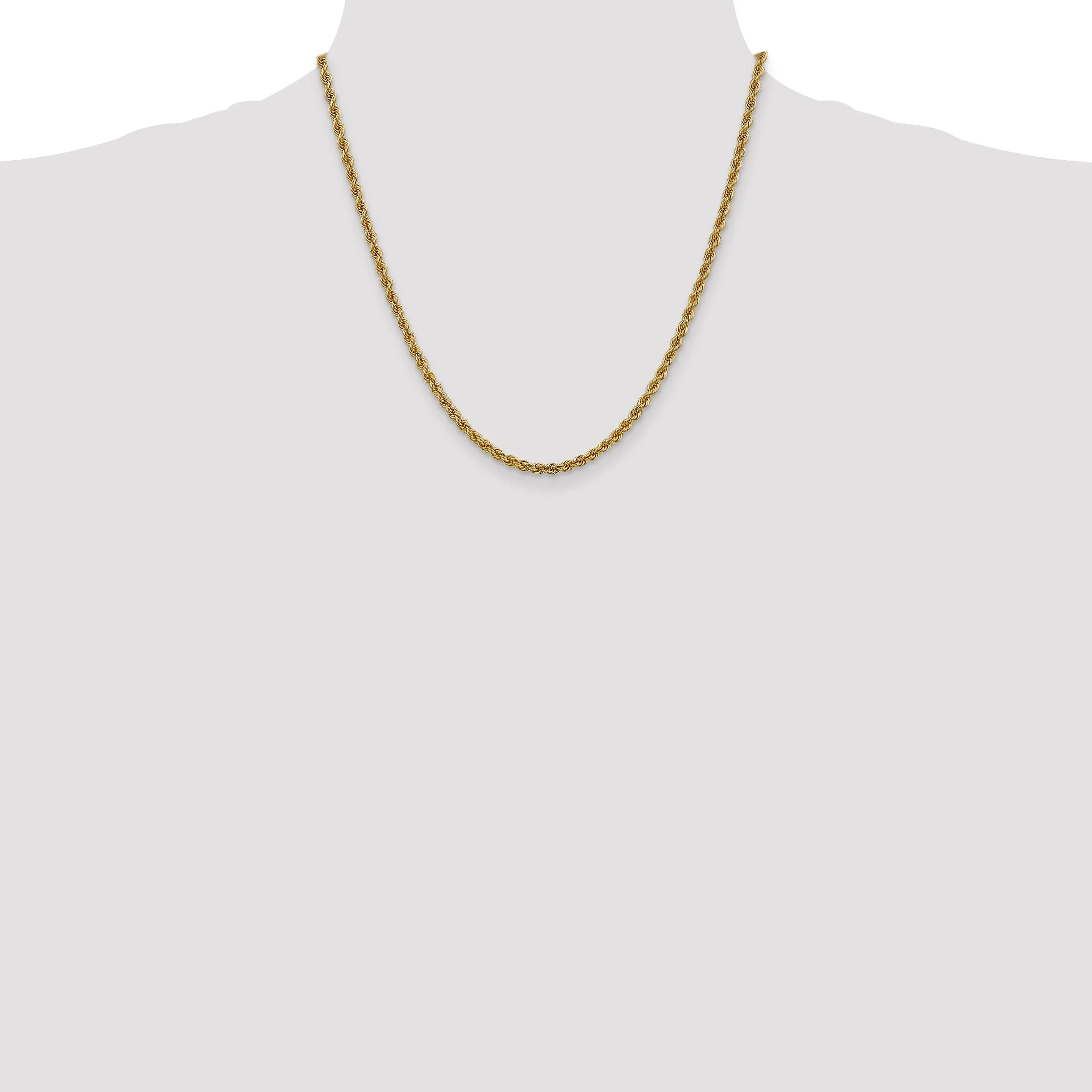 14k Yellow Gold 3.0mm Solid Rope Chain