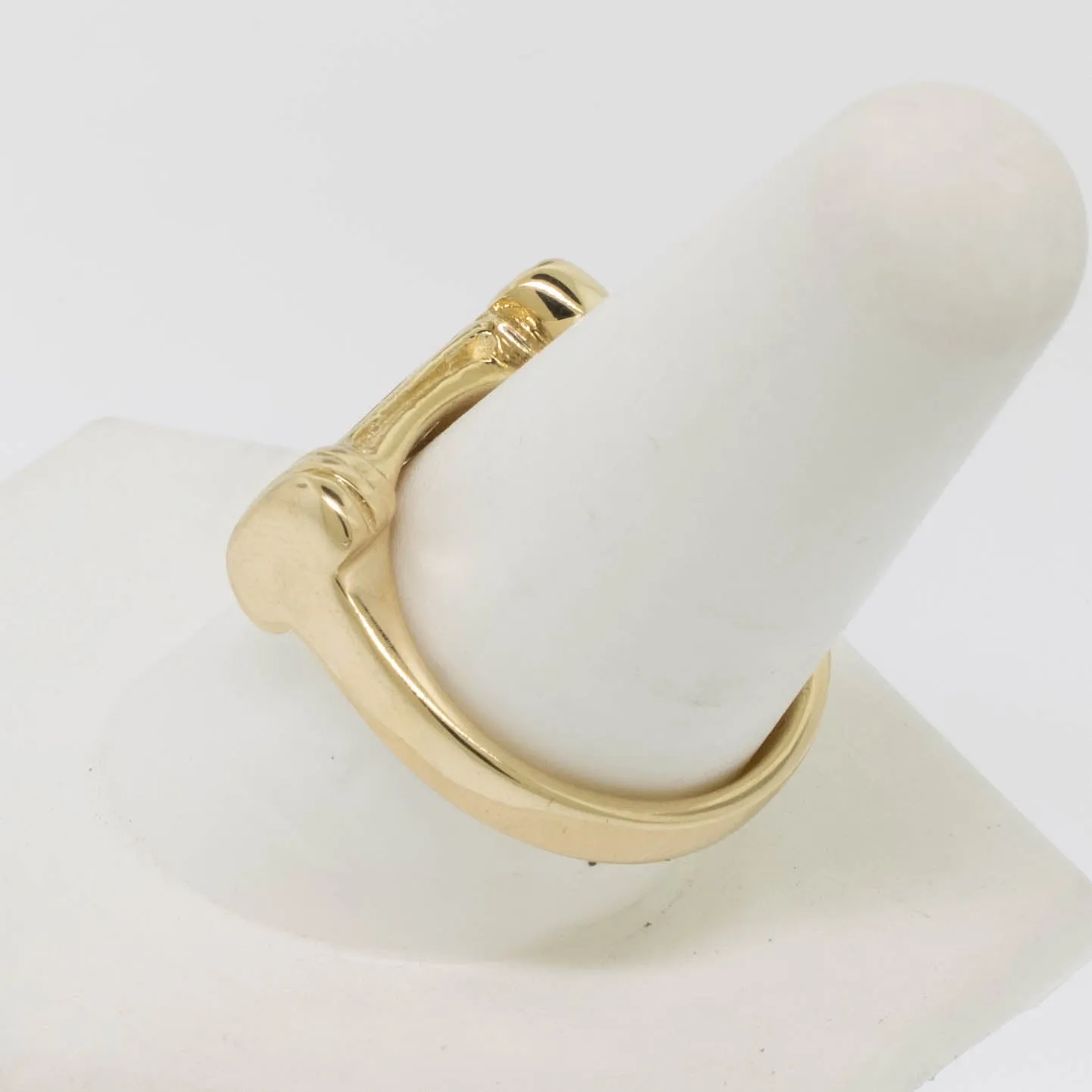 14K Yellow Gold Handmade Ionic Column Ring Size 9.75 Preowned Jewelry