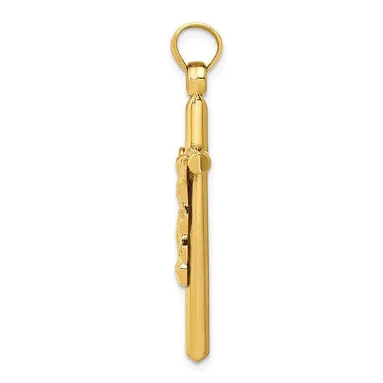 14k Yellow Gold Hollow Crucifix Pendant