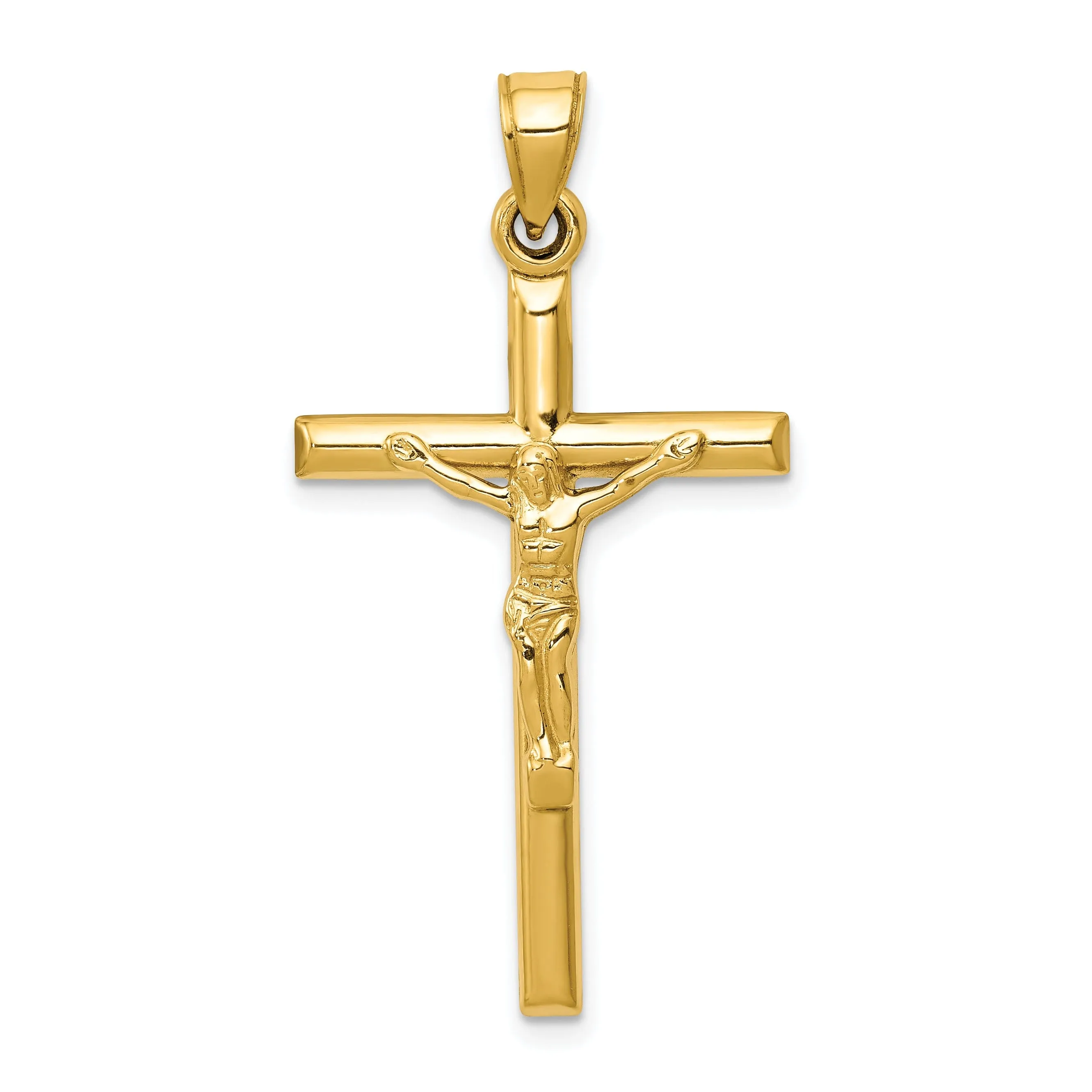 14k Yellow Gold Hollow Crucifix Pendant