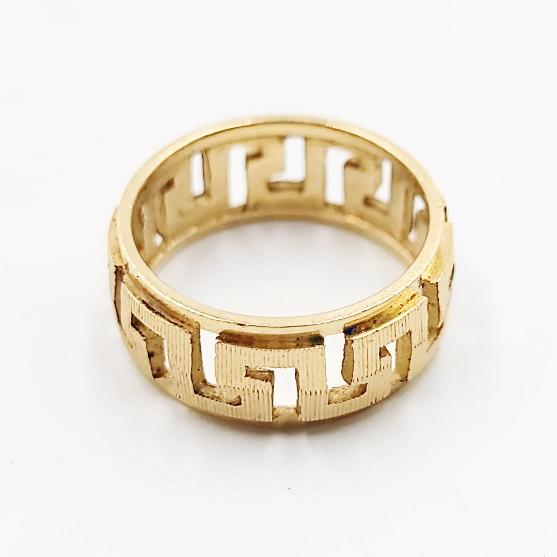 14kt Greek Key Ring Yellow Gold Band Size 6