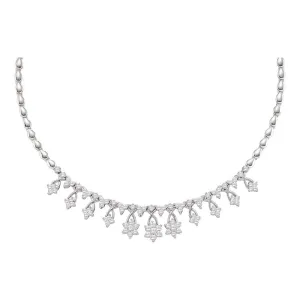 14kt White Gold Womens Round Diamond High-end Cluster Necklace 2.00 Cttw